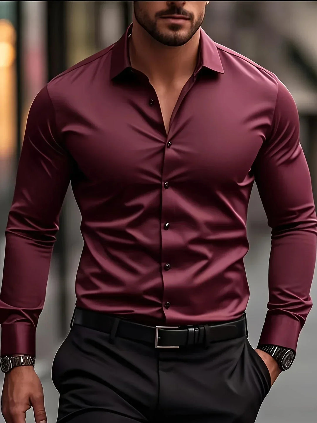 Camicia elegante a maniche lunghe con bottoni