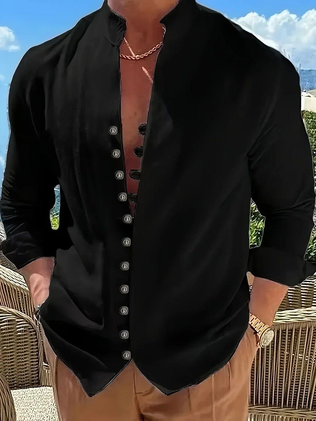 Camicia leggera in cotone a maniche lunghe