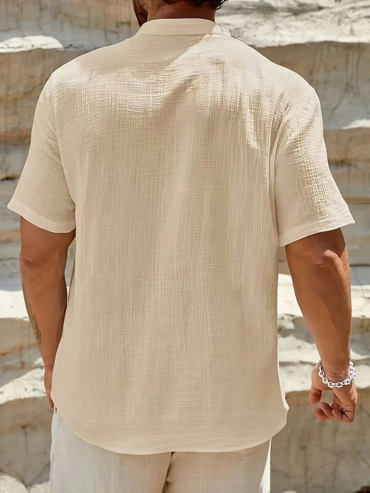 Camicia estiva elegante con colletto alto