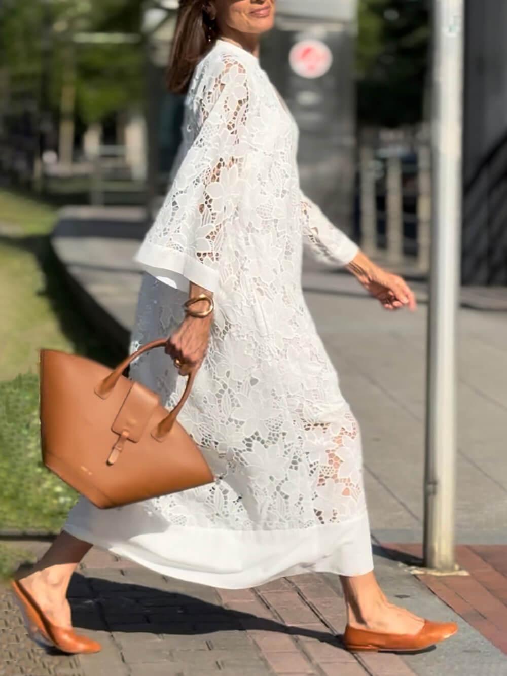 Willow | Abito Midi V-Neck Fiori Glamour da Spiaggia