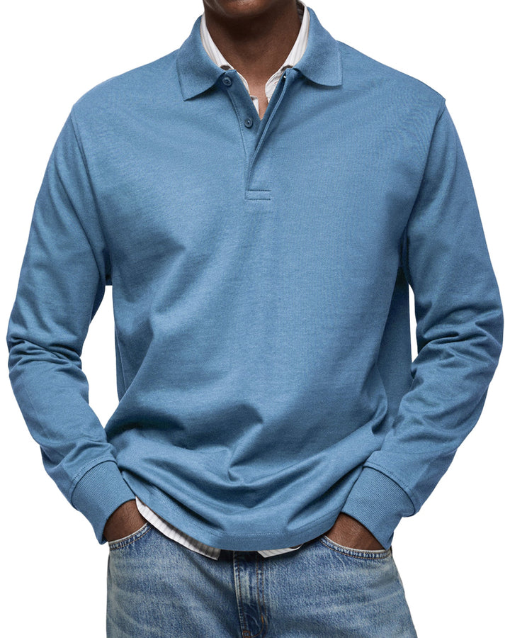 Camicia Poloshirt Casual a Maniche Lunghe