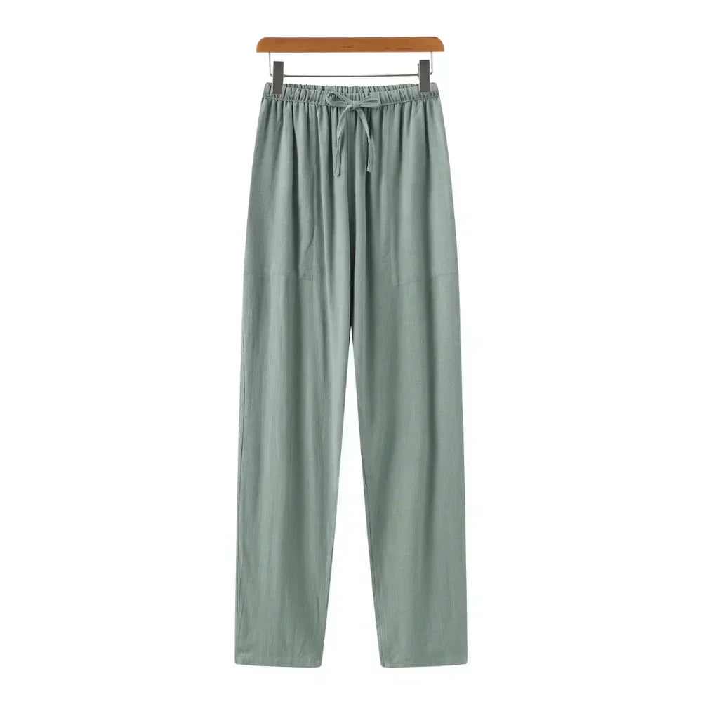 Pantaloni slim in lino