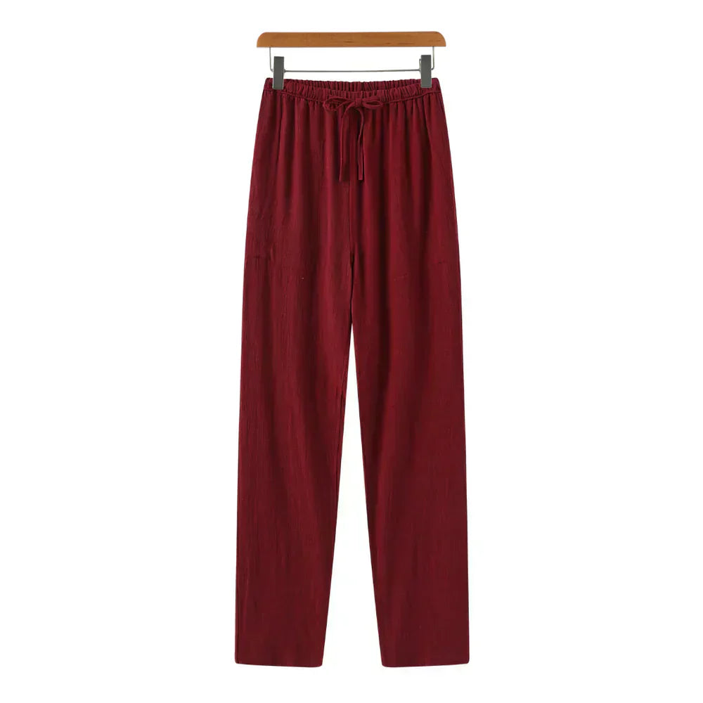 Pantaloni slim in lino