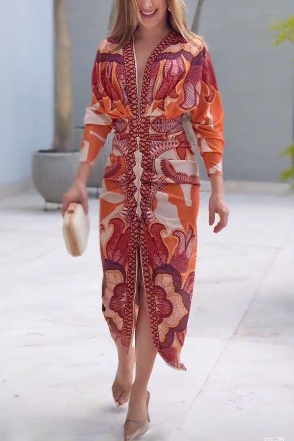 Eva | Abito Midi Dolman Stampato Unico Sun Escape