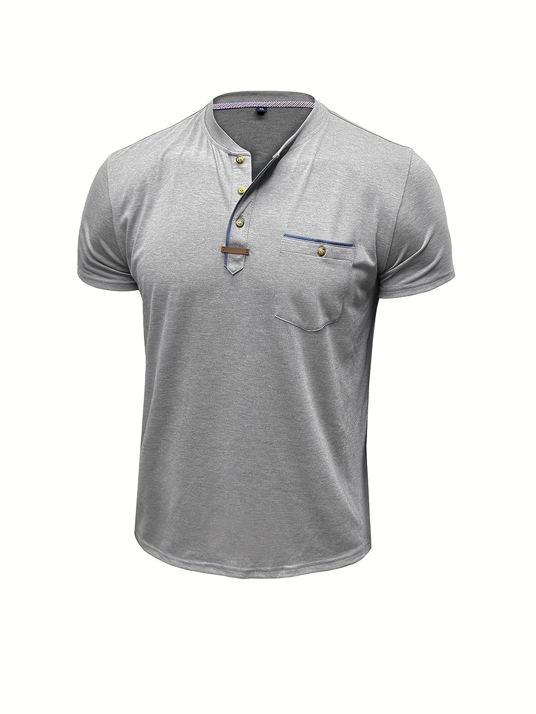T-shirt elegante con colletto rotondo e tasca