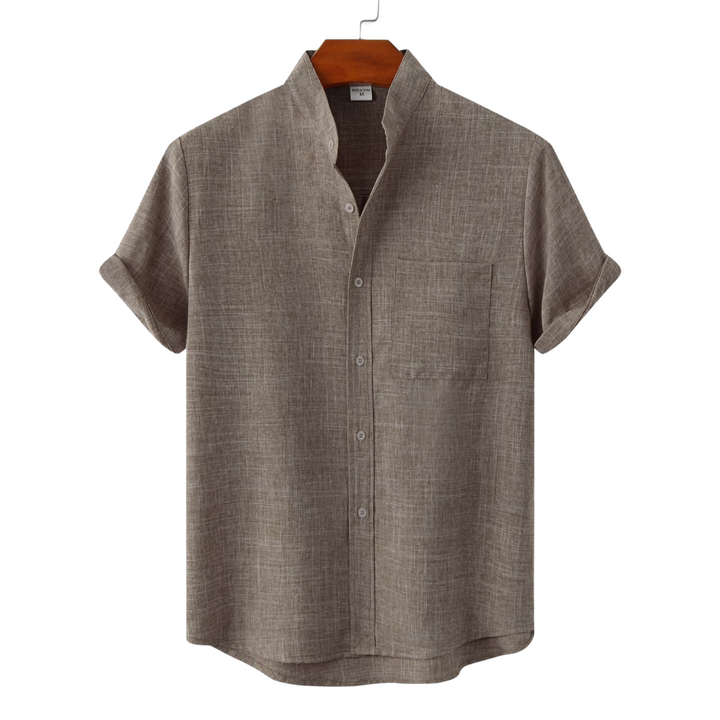 Camicia in cotone unita con bottoni