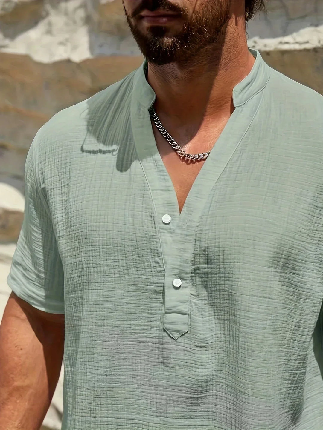 Camicia estiva elegante con colletto alto