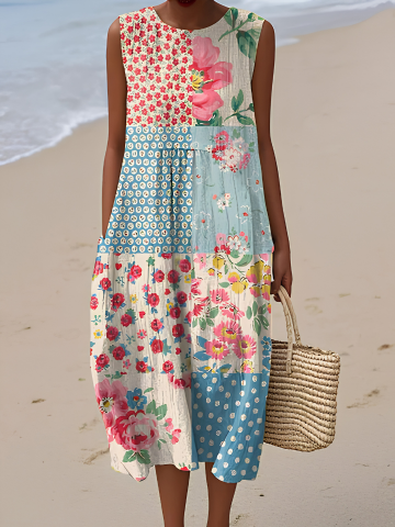 Anna™ Abito Midi Patchwork