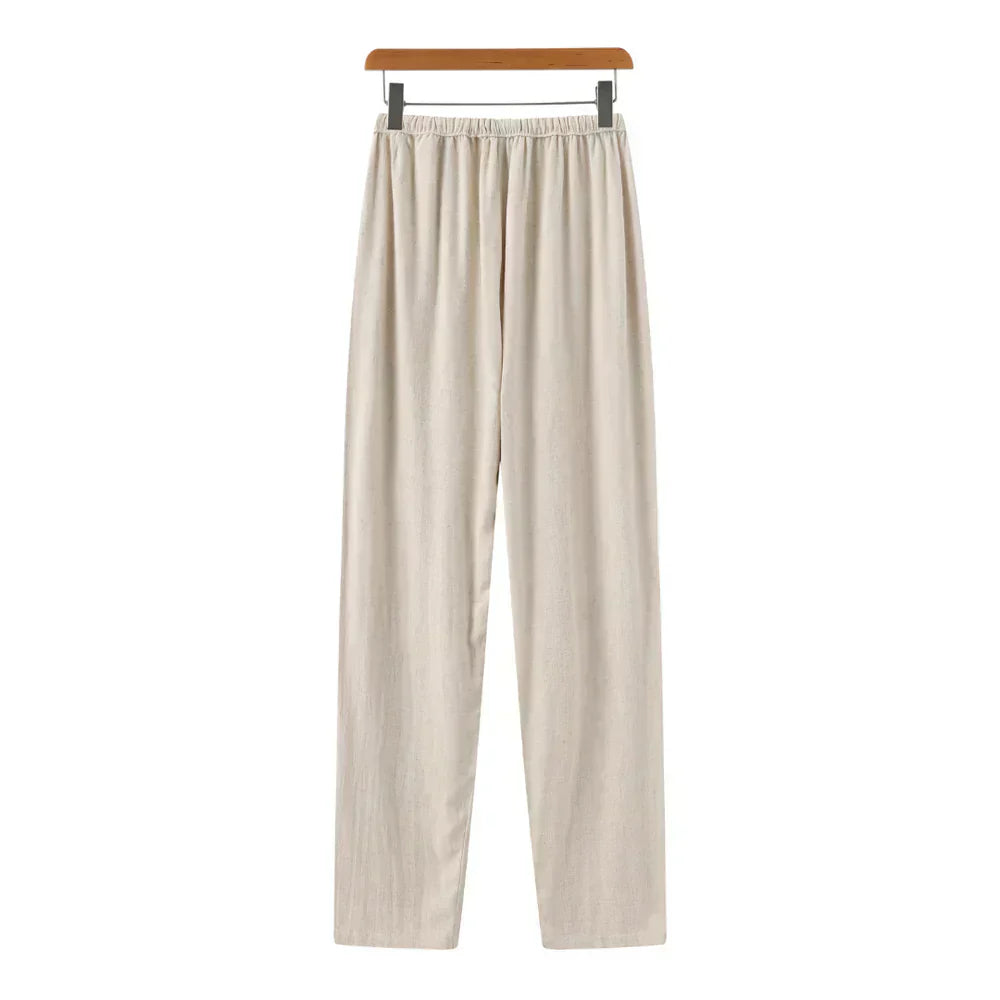 Pantaloni slim in lino