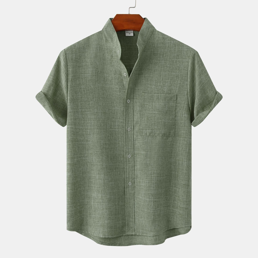 Camicia in cotone unita con bottoni