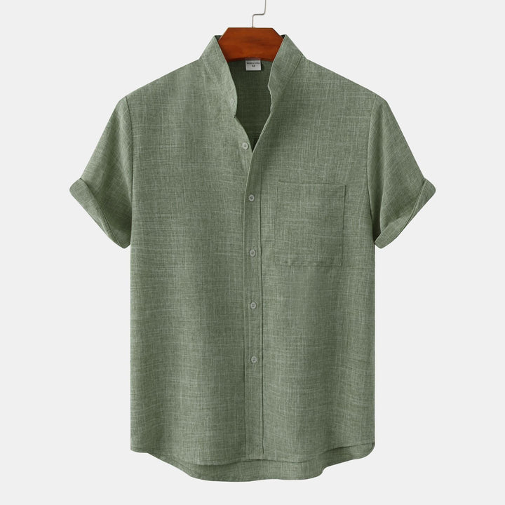Camicia in cotone unita con bottoni