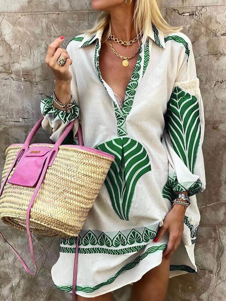 Flore | Abito Mini Estivo con Stampa Unica Semplice e Tropicale