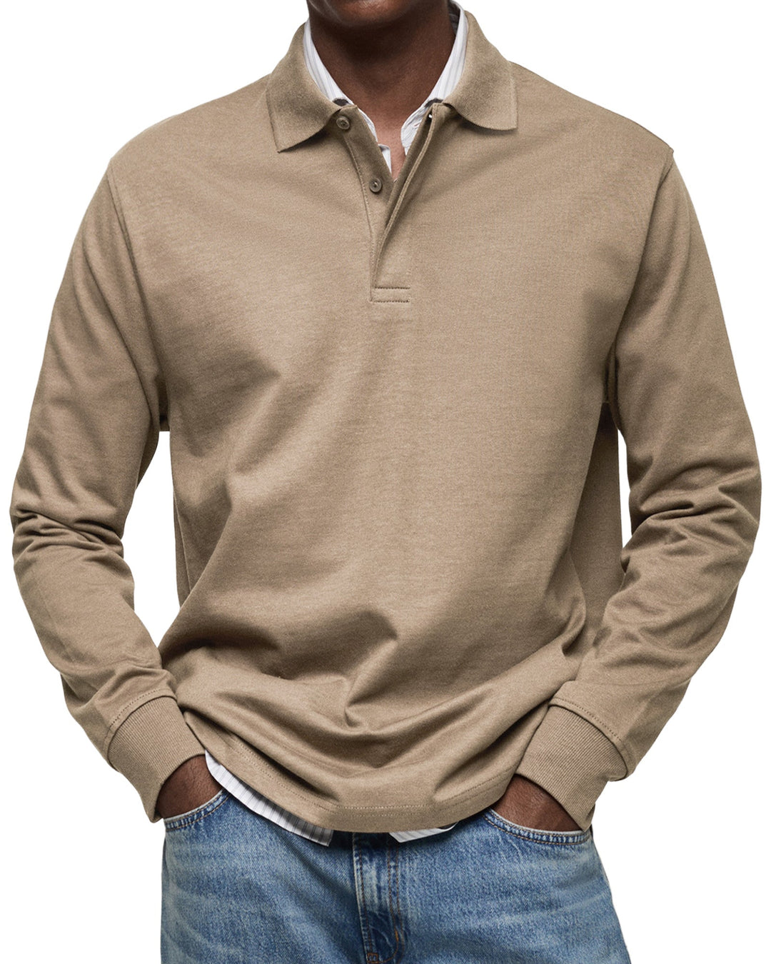 Camicia Poloshirt Casual a Maniche Lunghe