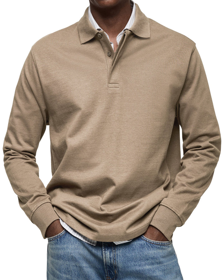 Camicia Poloshirt Casual a Maniche Lunghe