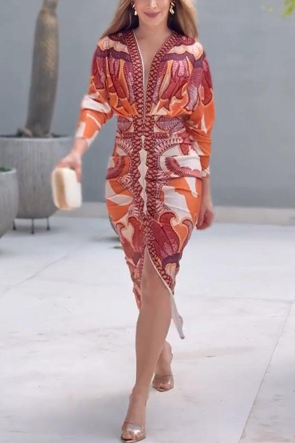 Eva | Abito Midi Dolman Stampato Unico Sun Escape