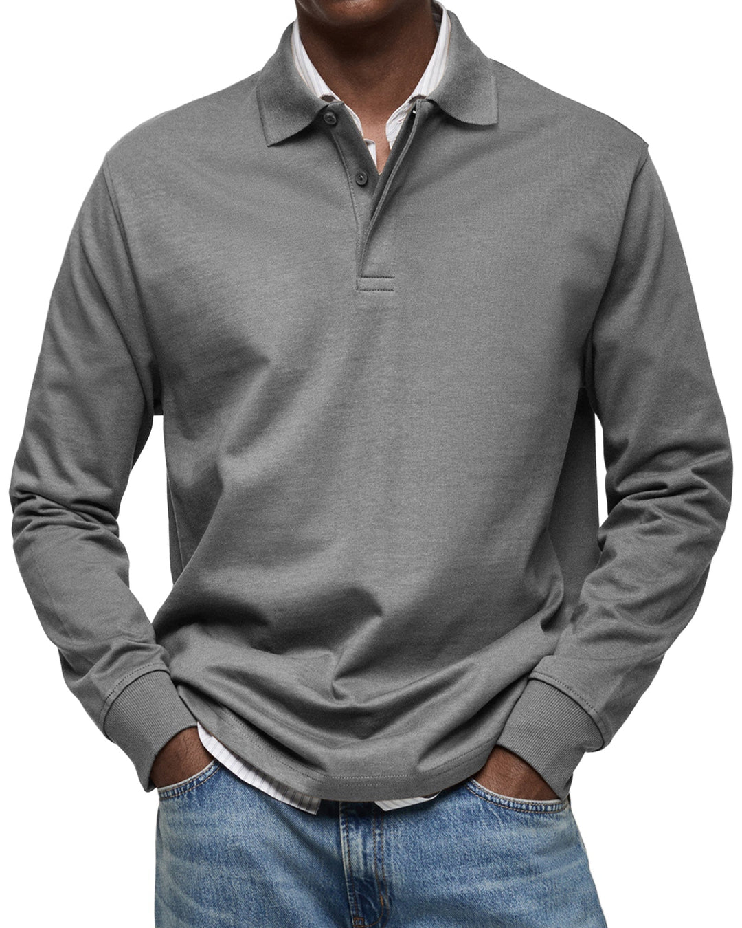 Camicia Poloshirt Casual a Maniche Lunghe