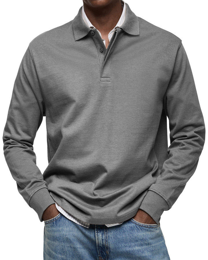 Camicia Poloshirt Casual a Maniche Lunghe
