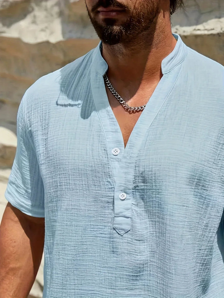 Camicia estiva elegante con colletto alto