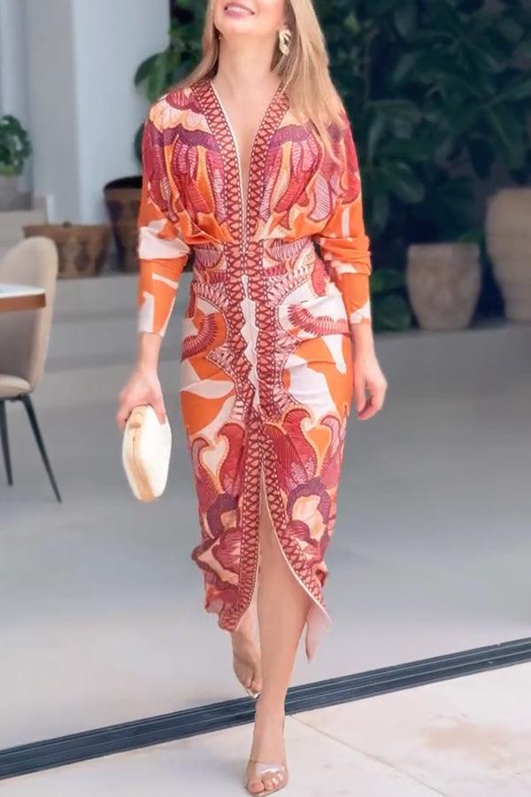 Eva | Abito Midi Dolman Stampato Unico Sun Escape