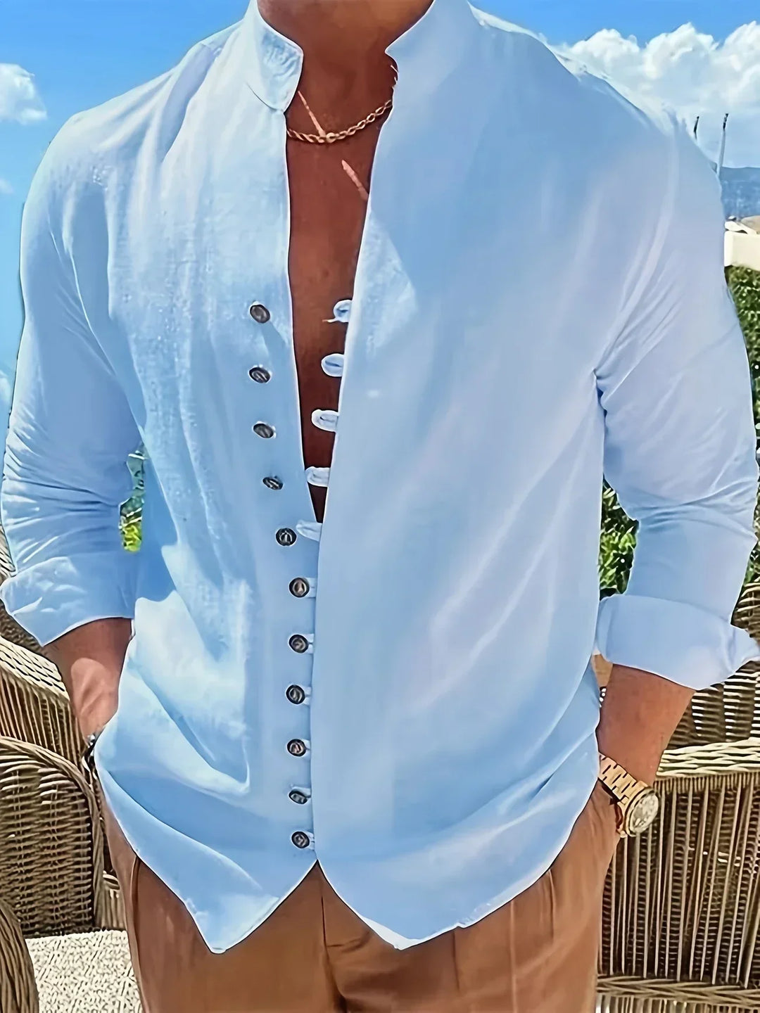 Camicia leggera in cotone a maniche lunghe