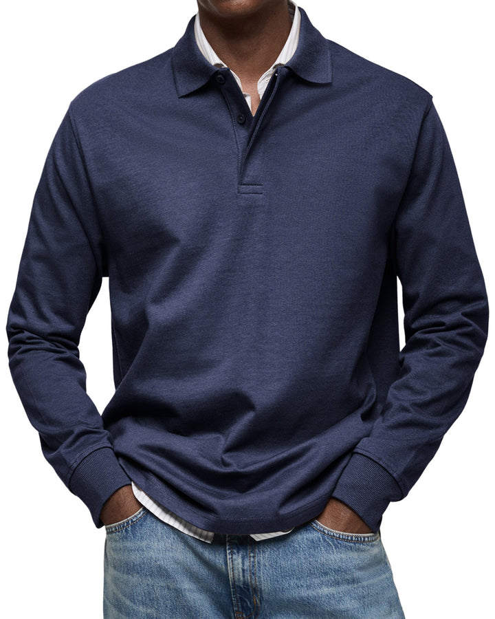 Camicia Poloshirt Casual a Maniche Lunghe