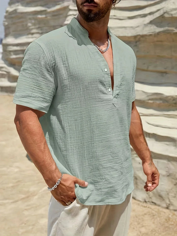 Camicia estiva elegante con colletto alto