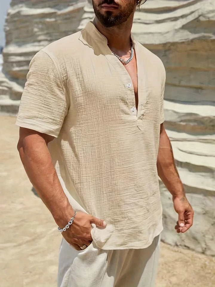 Camicia estiva elegante con colletto alto