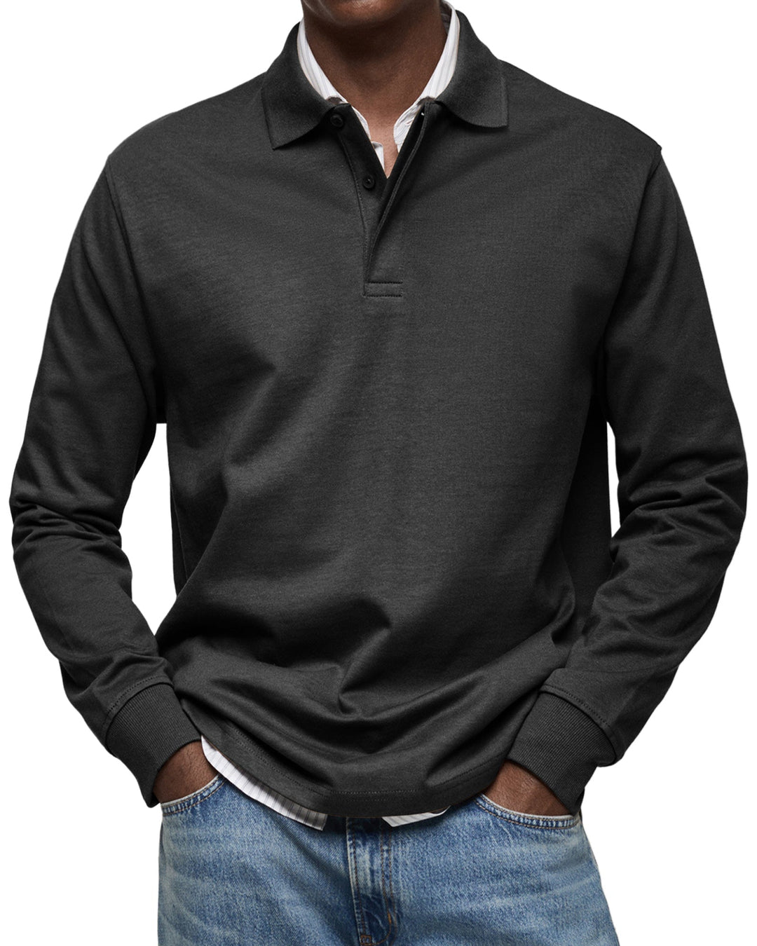Camicia Poloshirt Casual a Maniche Lunghe