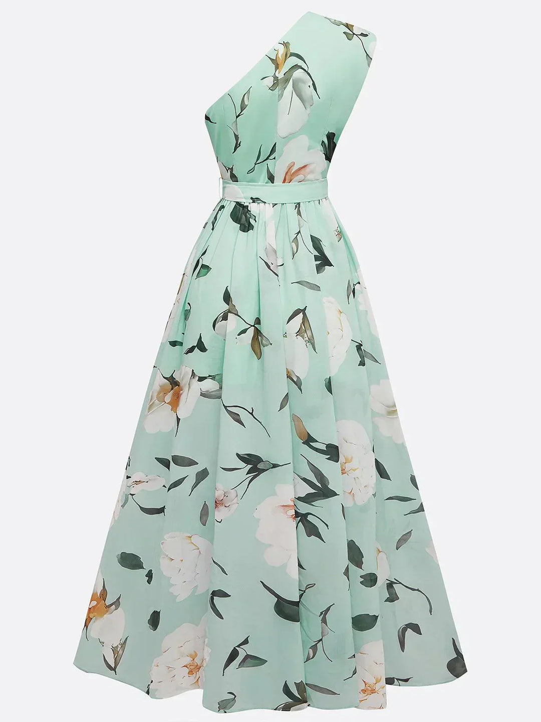 Julie | Abito Maxi Chiffon Floreale a Spalle Scoperte Verde Chiaro