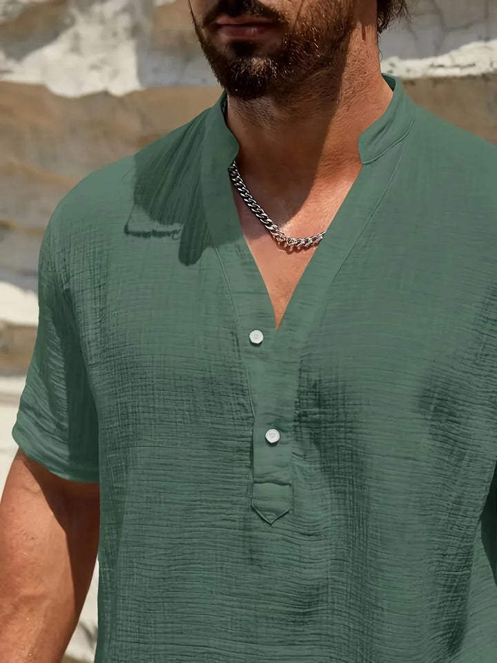 Camicia estiva elegante con colletto alto
