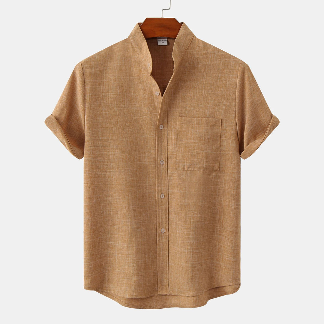 Camicia in cotone unita con bottoni