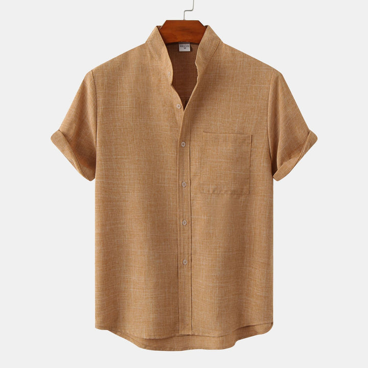 Camicia in cotone unita con bottoni