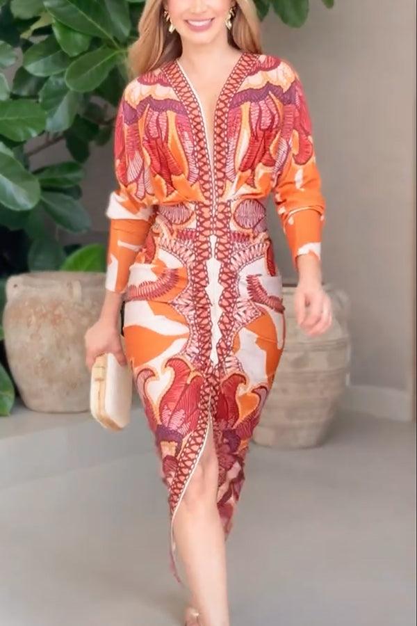 Eva | Abito Midi Dolman Stampato Unico Sun Escape