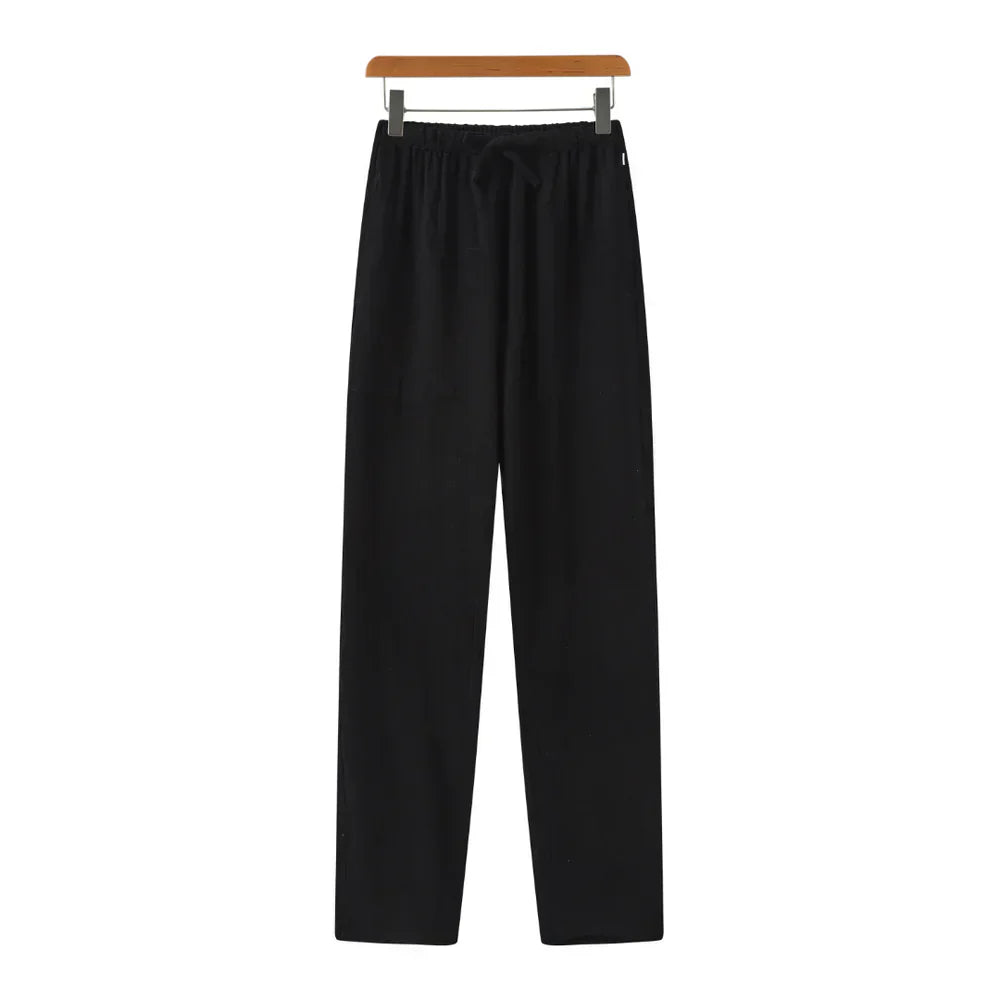 Pantaloni slim in lino