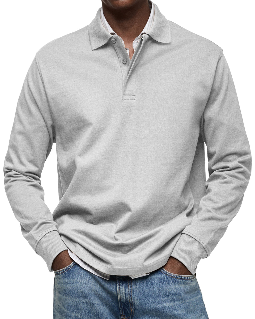 Camicia Poloshirt Casual a Maniche Lunghe