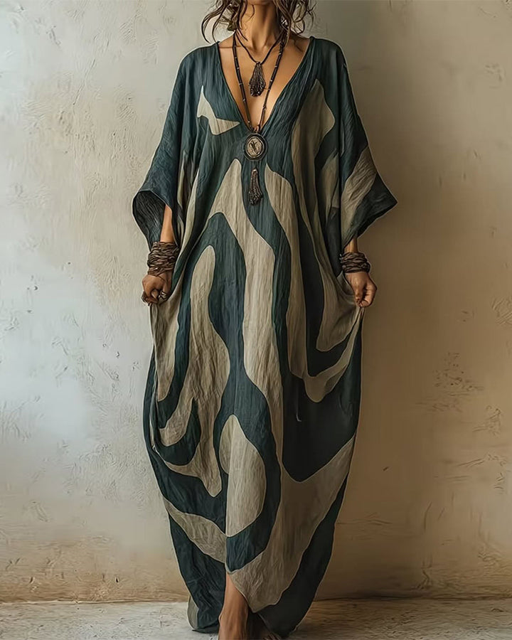 Meraviah | Kaftano Maxi a Stampa Optical