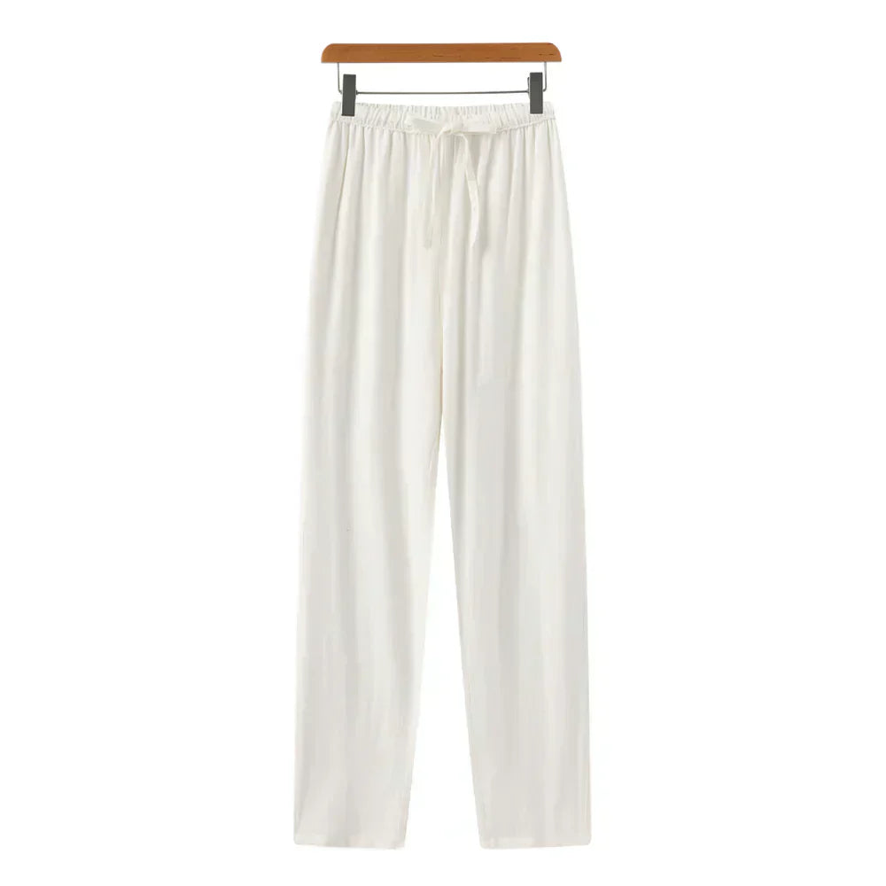 Pantaloni slim in lino