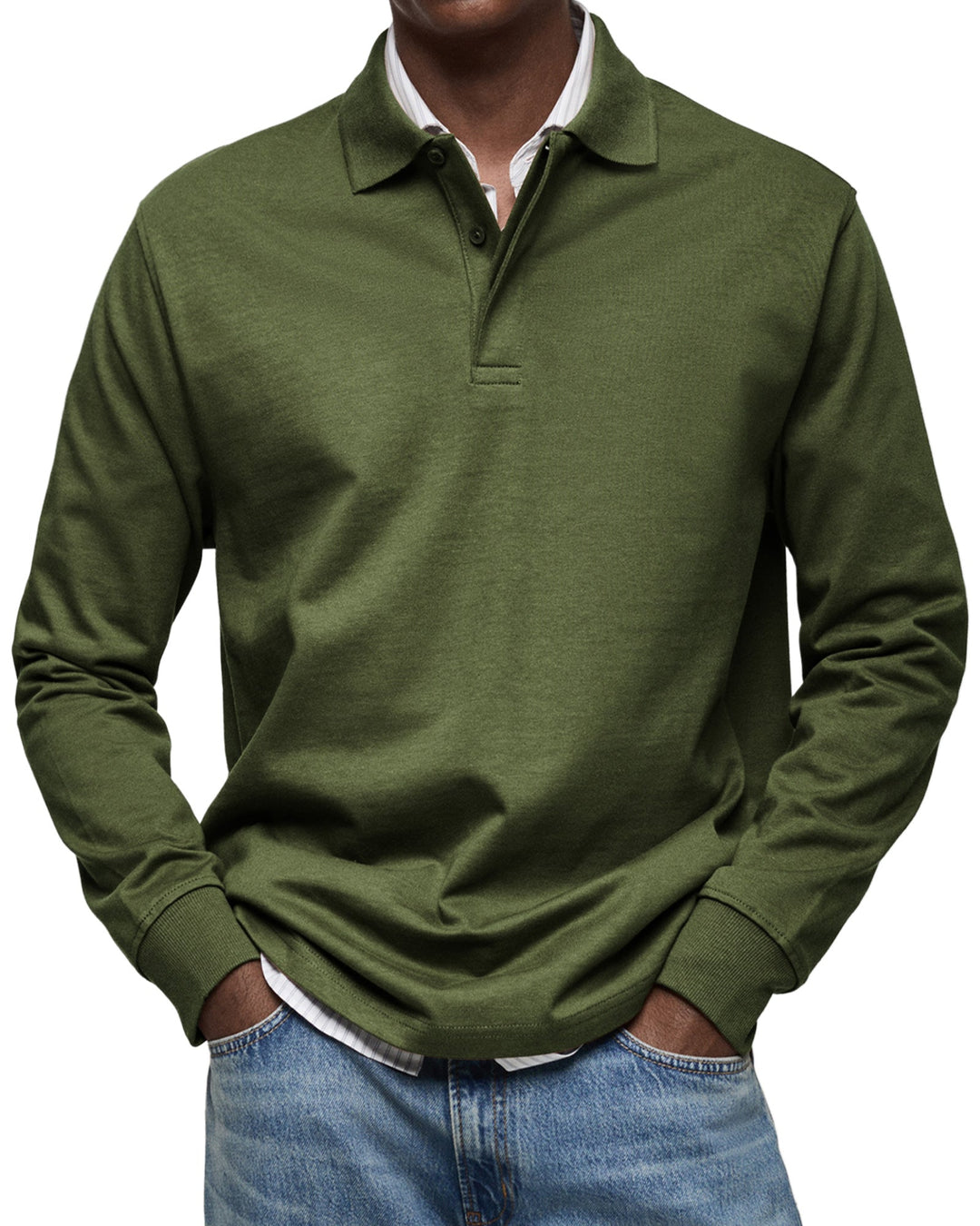 Camicia Poloshirt Casual a Maniche Lunghe