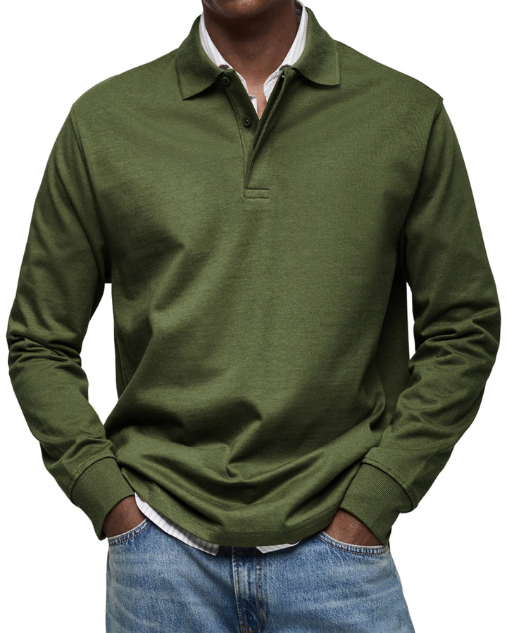 Camicia Poloshirt Casual a Maniche Lunghe