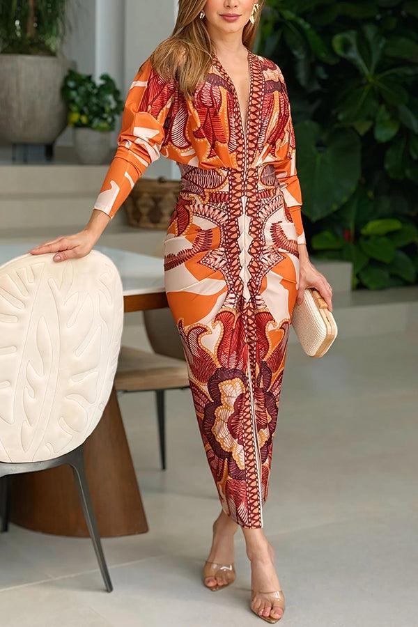 Eva | Abito Midi Dolman Stampato Unico Sun Escape
