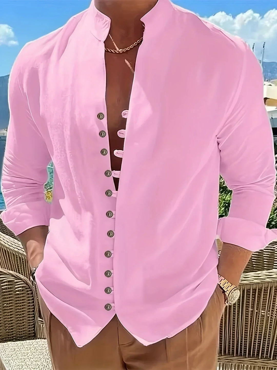 Camicia leggera in cotone a maniche lunghe
