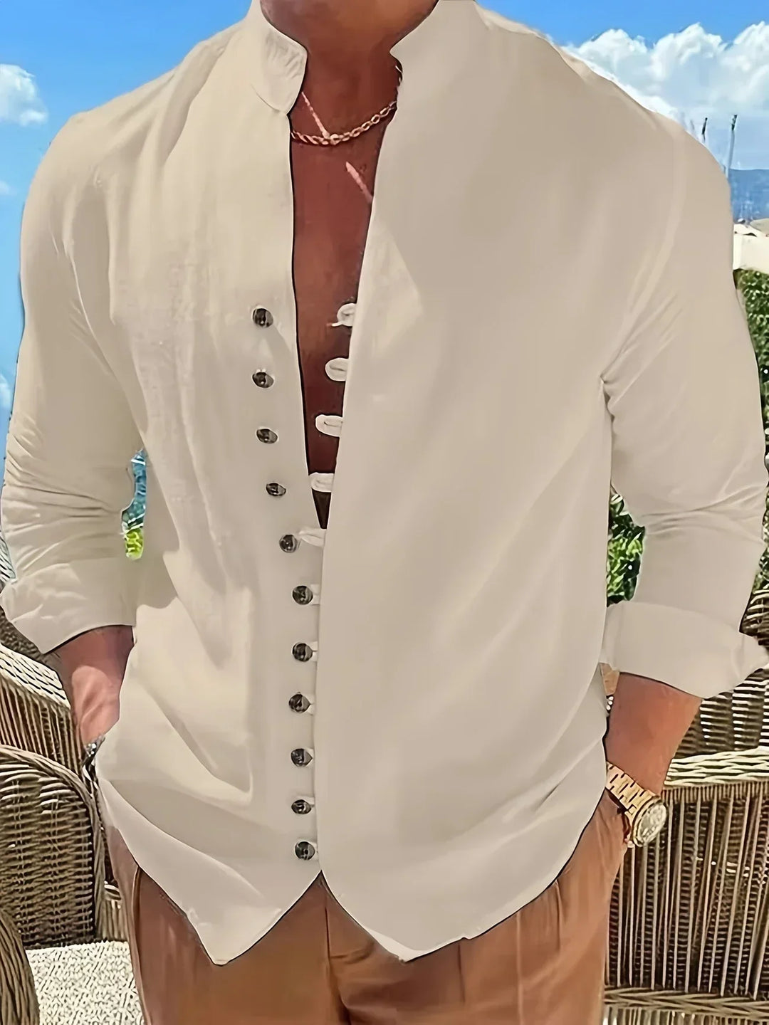 Camicia leggera in cotone a maniche lunghe