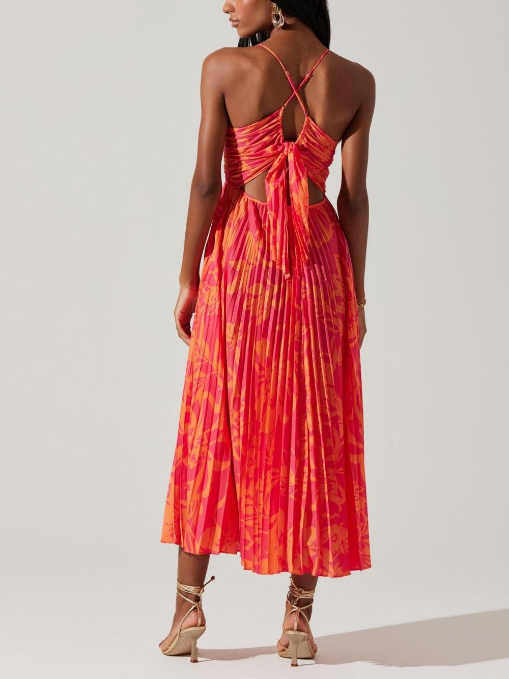 Heather | Abito Midi Plissettato Elegante Stampa Floreale Chic Costiero