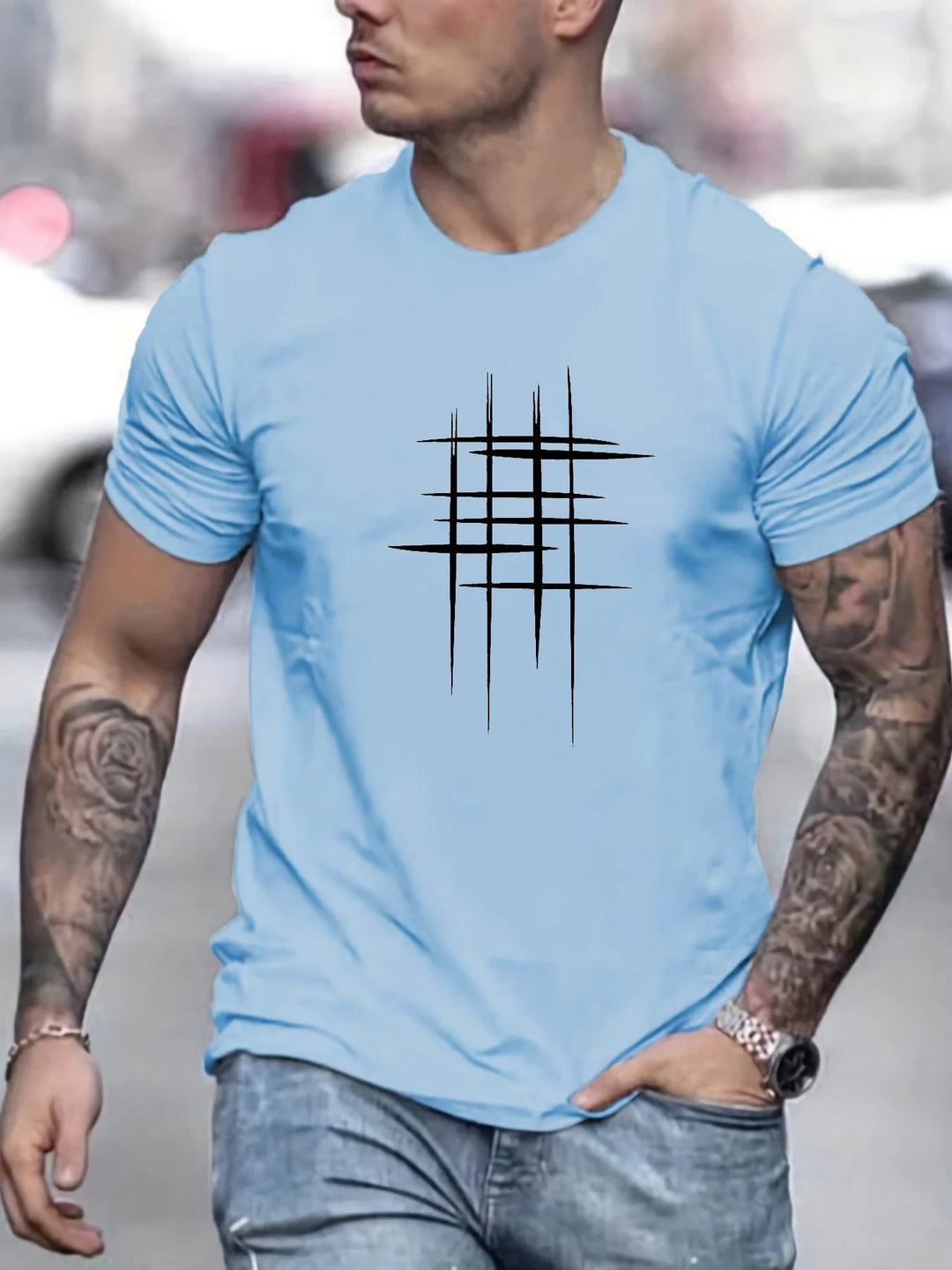 T-shirt elegante a collo rotondo con stampa grafica
