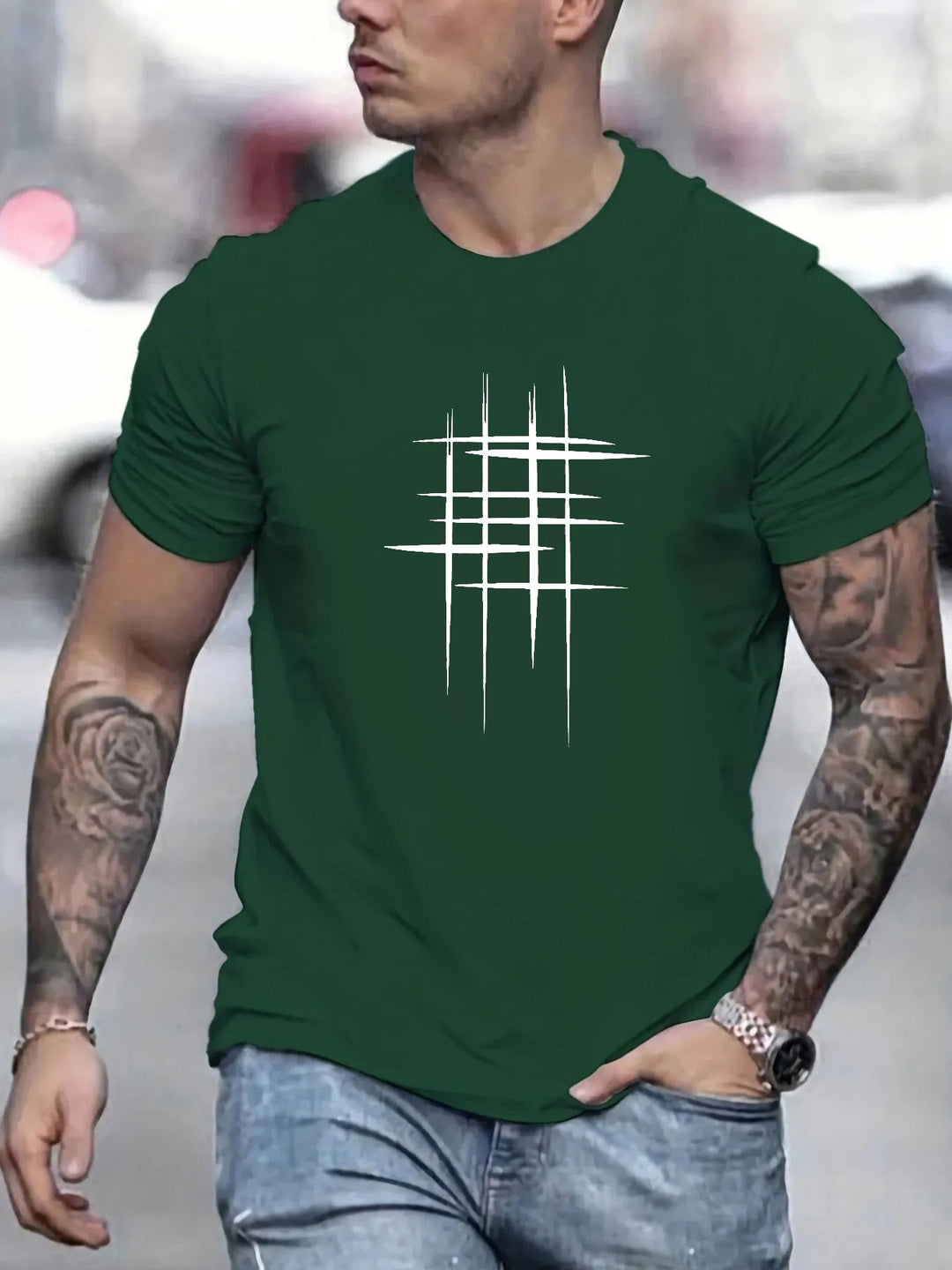 T-shirt elegante a collo rotondo con stampa grafica
