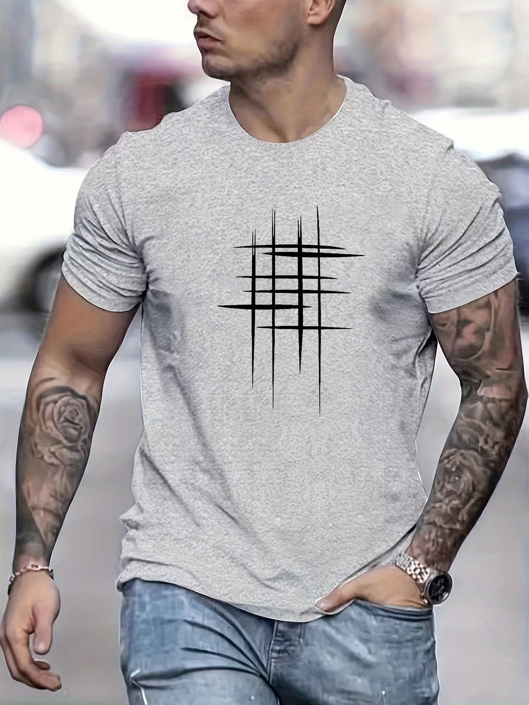 T-shirt elegante a collo rotondo con stampa grafica