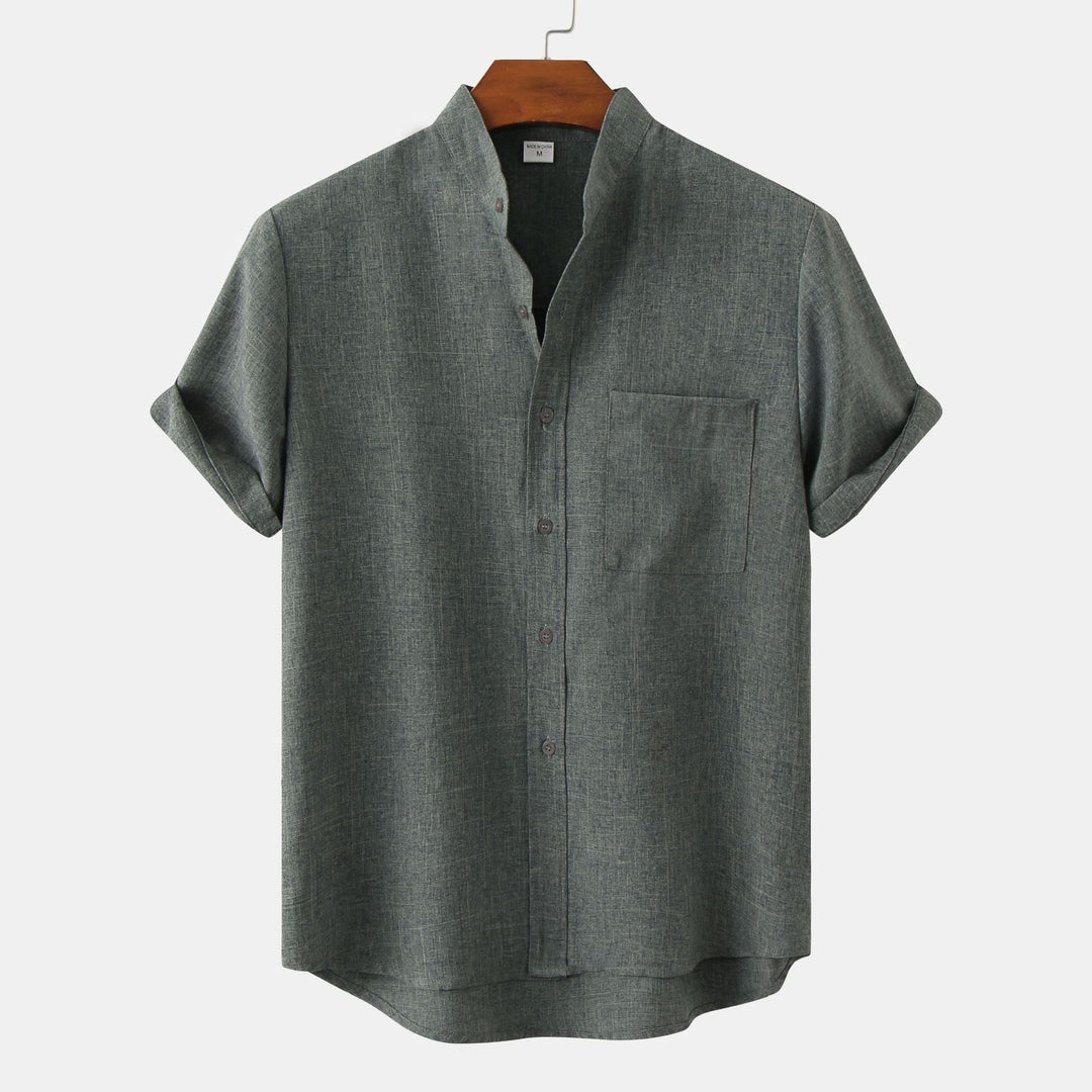 Camicia in cotone unita con bottoni