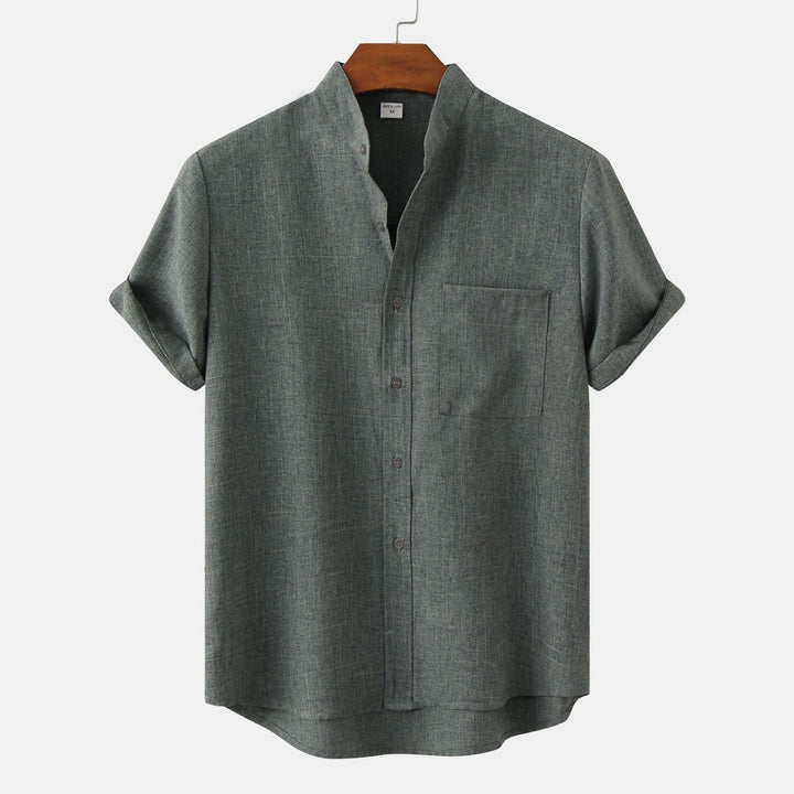 Camicia in cotone unita con bottoni