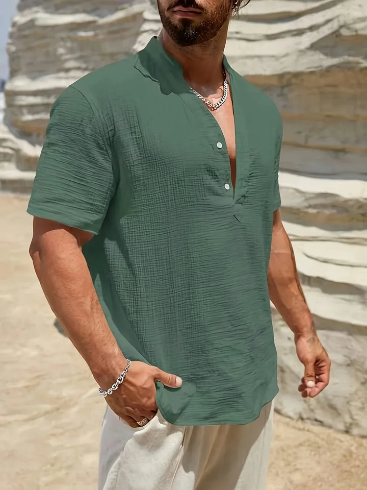 Camicia estiva elegante con colletto alto