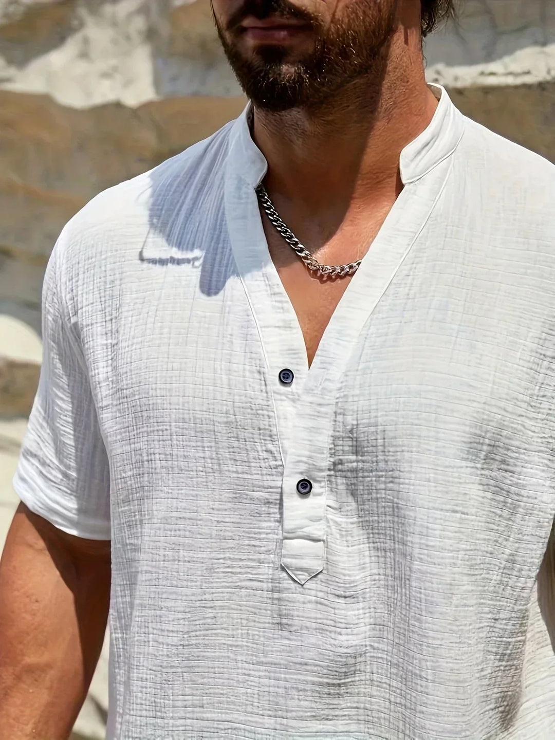 Camicia estiva elegante con colletto alto